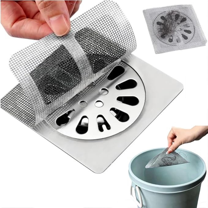 Disposable Shower Drain Hair Catcher Mesh Shower Drain Covers Floor Sink Strainer Filter Hair Stopper For Bathroom Kitchen 10PCs