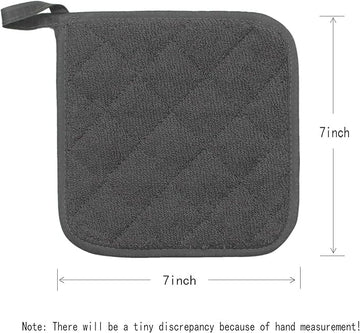 Cotton Pot Holders Cotton Made Machine Washable Heat Resistant Everyday Kitchen Basic Terry Pot Holder, Hot Pads, Trivet for Cooking and Baking Set of 4 (Grey)