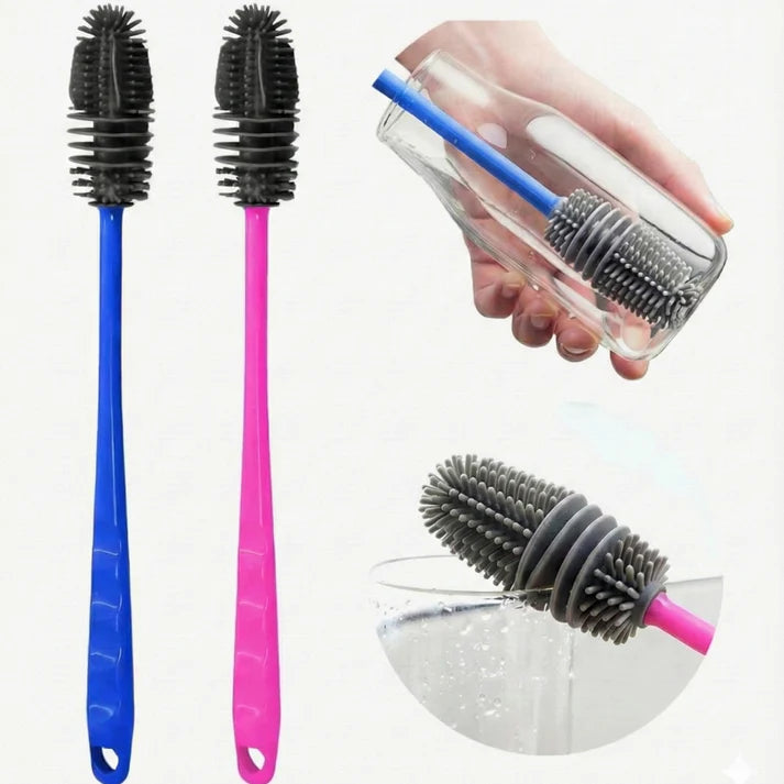 Long Handle Silicone Bottle Cleaning Brush – Flexible Bottle Cleaner for Water Bottles, Glass Bottles, Mugs & Baby Bottles