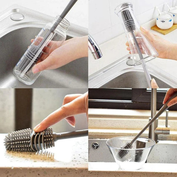 Long Handle Silicone Bottle Cleaning Brush – Flexible Bottle Cleaner for Water Bottles, Glass Bottles, Mugs & Baby Bottles